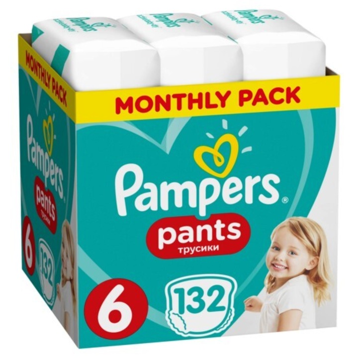 Set 132 scutece Pampers Pants No.6, 15+ kg