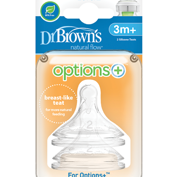Set de 2 capete biberon Dr. Brown's Natural Flow din silicon pentru biberoane, fara BPA, 3+ luni, 2 bucati