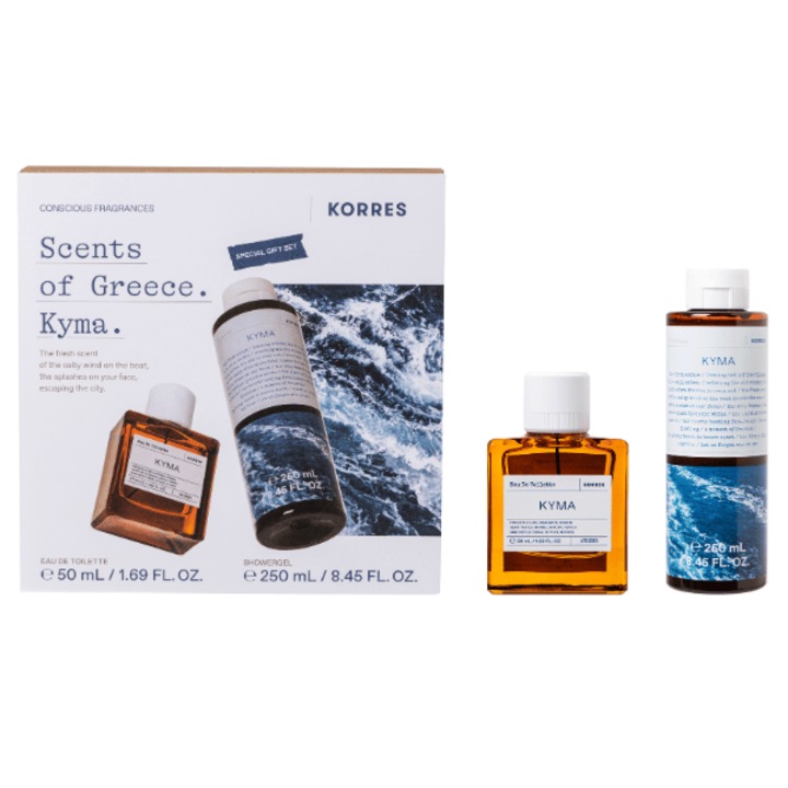 Set gel de dus/apa de toaleta, KORRES, 250ml/50 ml, lime, mandarina