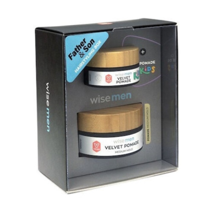 Set pomada de par pentru barbati/copii, Vican, WISE MEN Father & Son, Medium Hold, 100 ml/30 ml