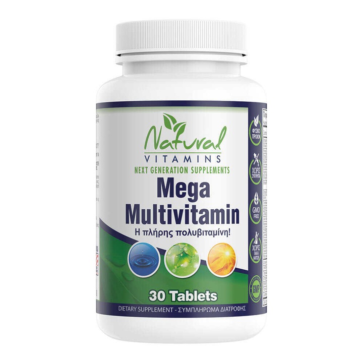 Mega Multivitamin Natural Vitamins, 29 vitamine, 60 tablete
