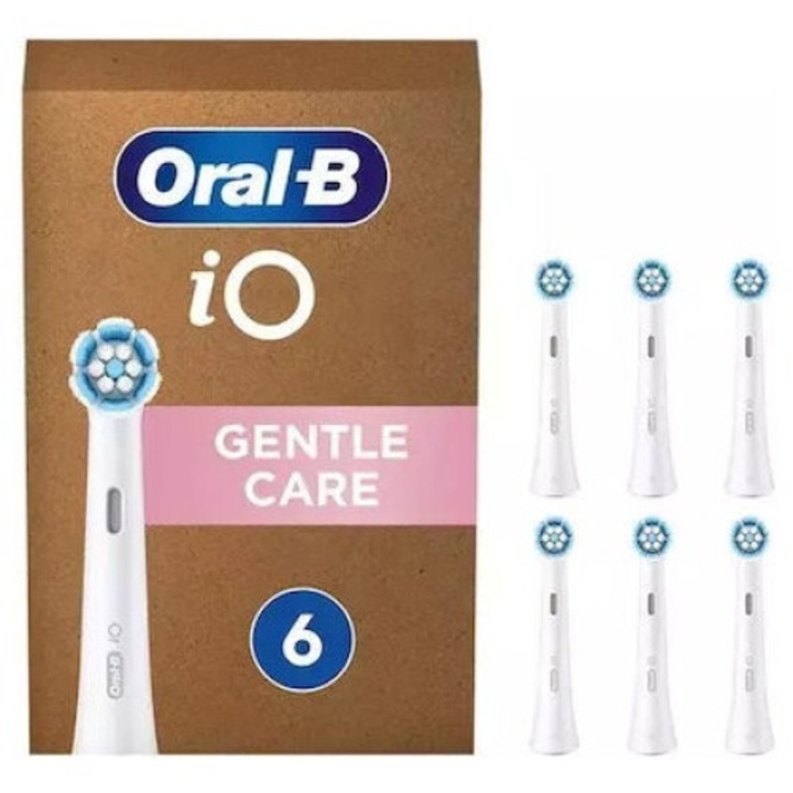 Capete de periuta de dinti electrice Oral-B Gentle Care, set de 6 bucati, pentru curatare delicata, compatibile cu periutele Oral-B IO