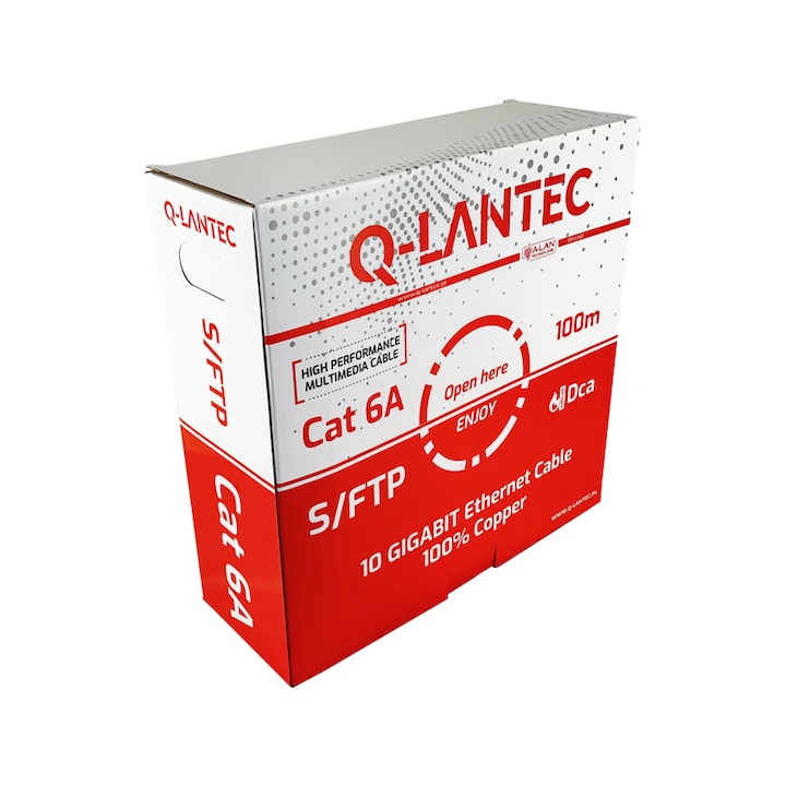 Кабел S/FTP 6A 100m 4x2x23AWG LSOH Dca 10Gb/s, Сив