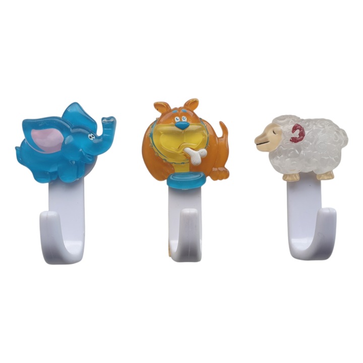 Gyermekakasztók, Metafranc, állatokkal, ragasztószalaggal a rögzítéshez, 3 db-os csomag