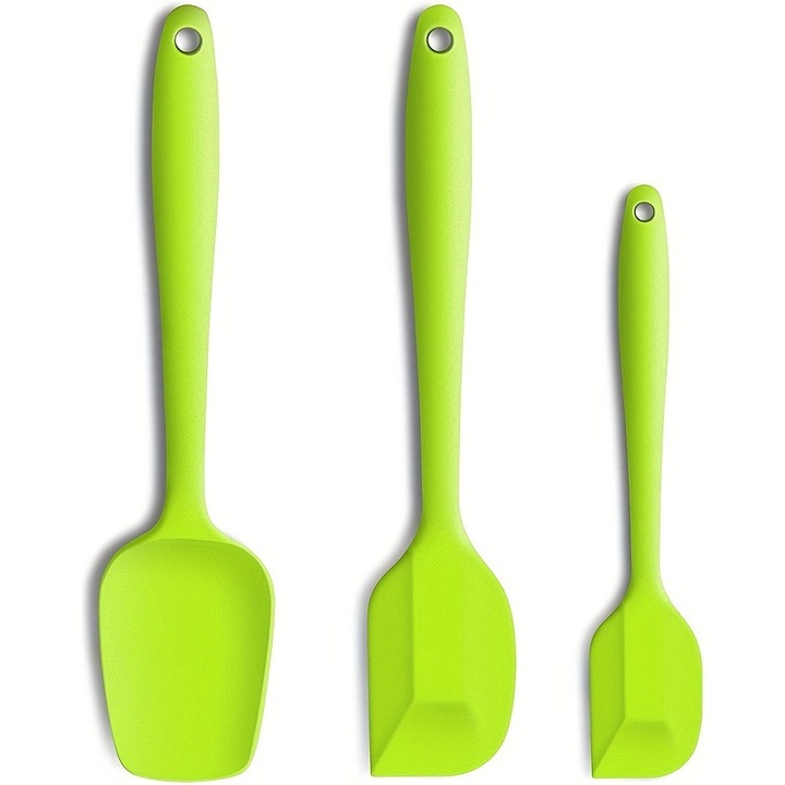 3 bucati, Set de spatule de silicon, Spatule cu maner ergonomic, Spatule rezistente la caldura, Spatule anti-lipicioase cu miezul din otel inoxidabil, Utensilii de bucatarie, Apartament esentiale, Colegiul Dorm esentiale, Inapoi la accesorii scolare-verde