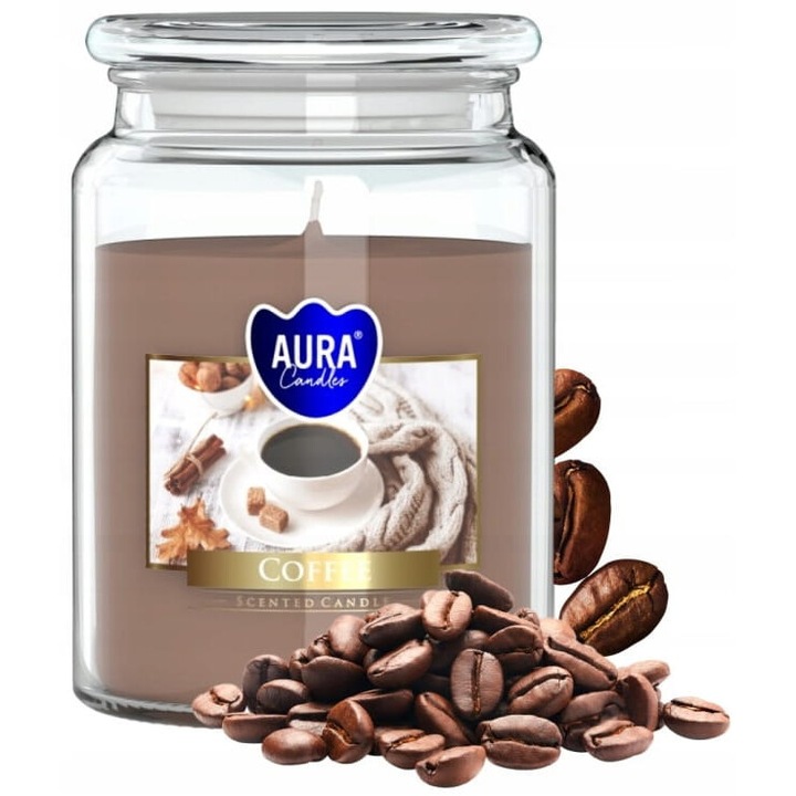 Ароматна свещ Bispol, кафе, 14x9.8 см, 500 г, време на горене до 100 часа, елегантен дизайн