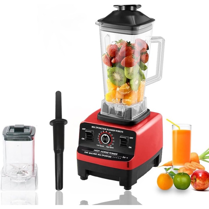 Миксер Lingo, Мултифункционален, 2.5L, 4500W, 15 скорости, Черен/червен
