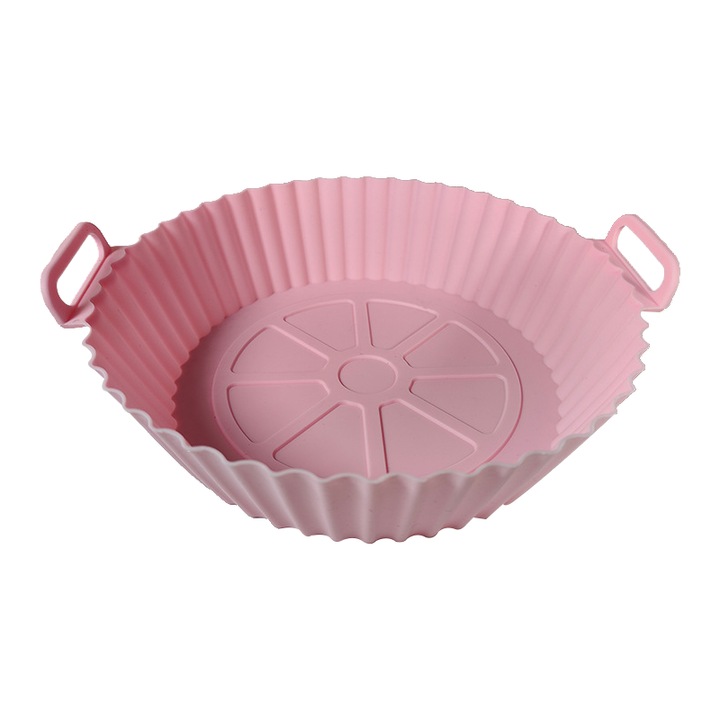 Tava din silicon pentru friteuza cu aer Lingo, roz, 20x17x5cm, rezistenta la caldura