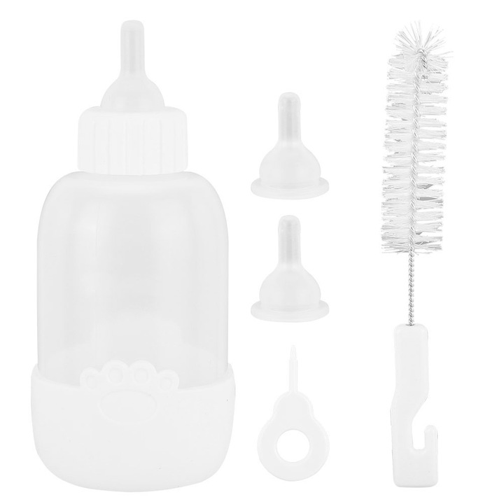 Комплект от 5 броя шишета за хранене, За малки кучета и котки, Меки, Силиконови, 100 мл, Многоцветни, 20x11x6 см