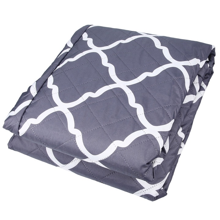 Perna decorativa pentru canapea, Enforose, poliester pongee cu doua fete, impermeabila, antiderapanta, dungi gri, 53x183cm