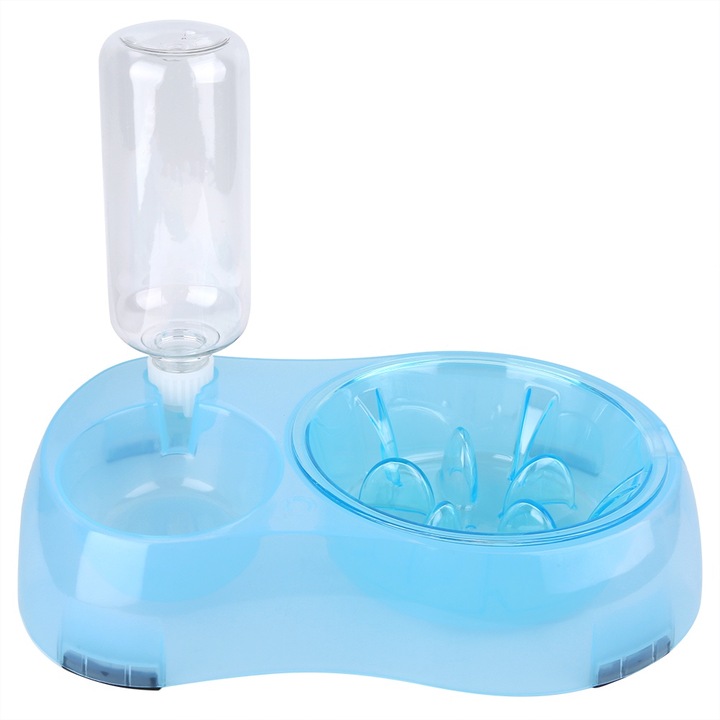 Купички и поилки за животни, Enforose, двойна хранилка за кучета и котки, синя, голяма