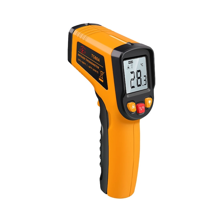 Termometru industrial profesional interval -50 +580°C, portocaliu