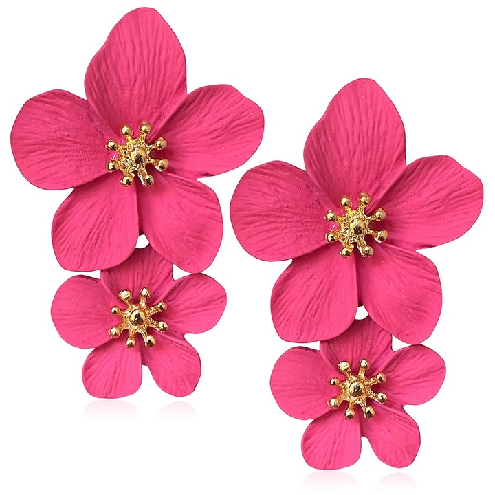 Cercei cu petale, Boho, Rosy Red