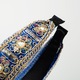 Bentita de par pentru femei, stil Court, broderie, albastru