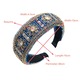 Bentita de par pentru femei, stil Court, broderie, albastru