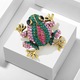 Brosa Lady, Vintage, Desen animat, Broasca, Verde roz, 3.8*3.8cm