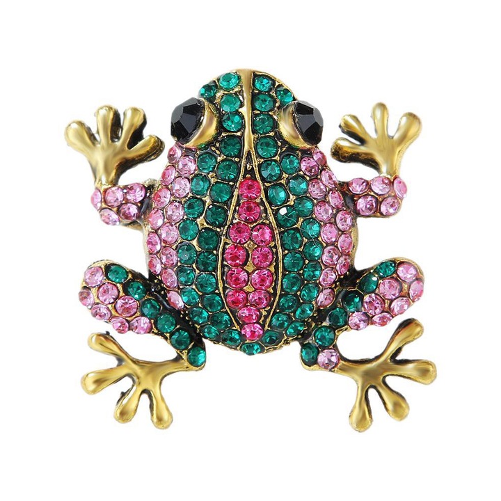 Brosa Lady, Vintage, Desen animat, Broasca, Verde roz, 3.8*3.8cm