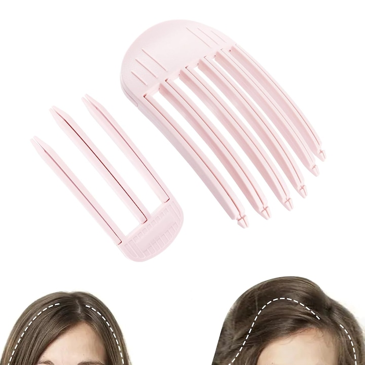 2PCS Hair Volume Clip pentru Fluffy Bangs, Easy High Crown Volume Comb pentru femei, Volumizing Hair Clips Instant No-Trace Hair Root Lifting Clips for Natural Voluminous Look, roz