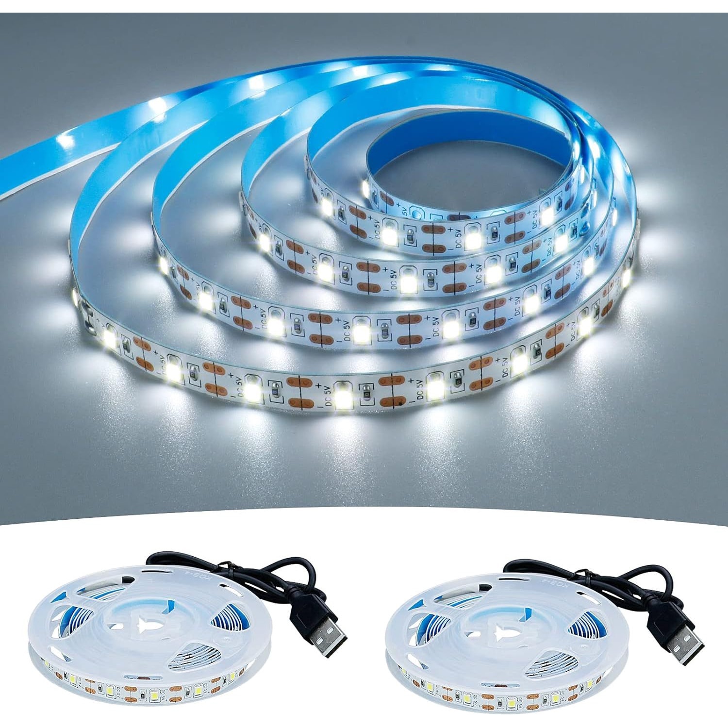 Banda LED 2835 de 1 metru, alimentata cu 5V prin USB, de culoare unica ...