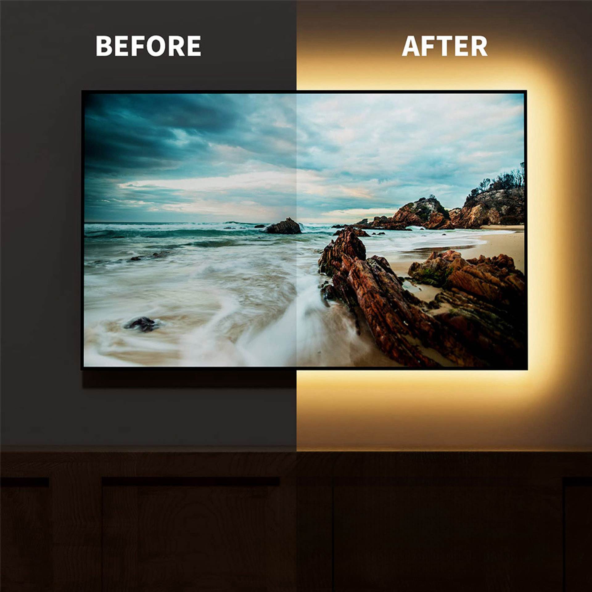 Banda LED 2835 de 1 metru, alimentata cu 5V prin USB, de culoare unica ...