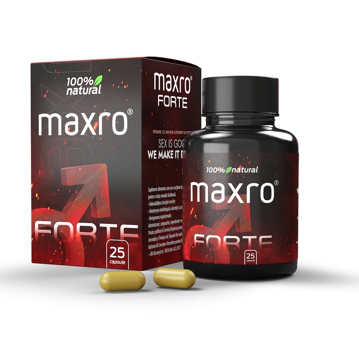Maxro Forte - erectie & potenta, Formula 100% naturala, 25 capsule