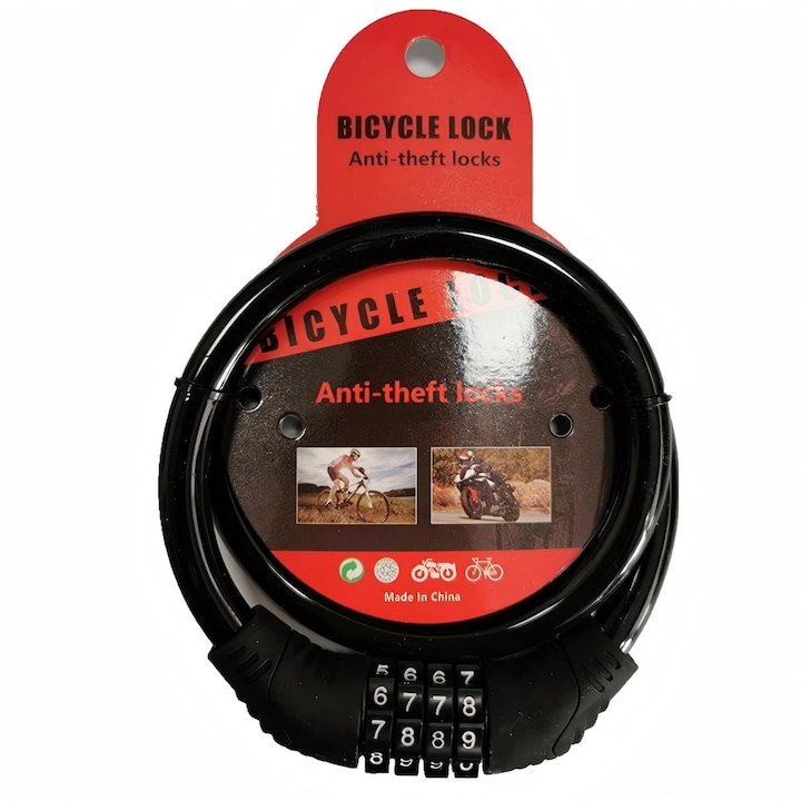 Antifurt pentru bicicleta, TopSweet, 65cm, ABS/otel, rezistent la uzura, parola resetabila