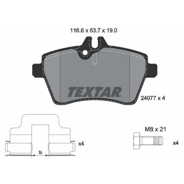 комплект спирачно феродо, дискови спирачки TEXTAR 2407701