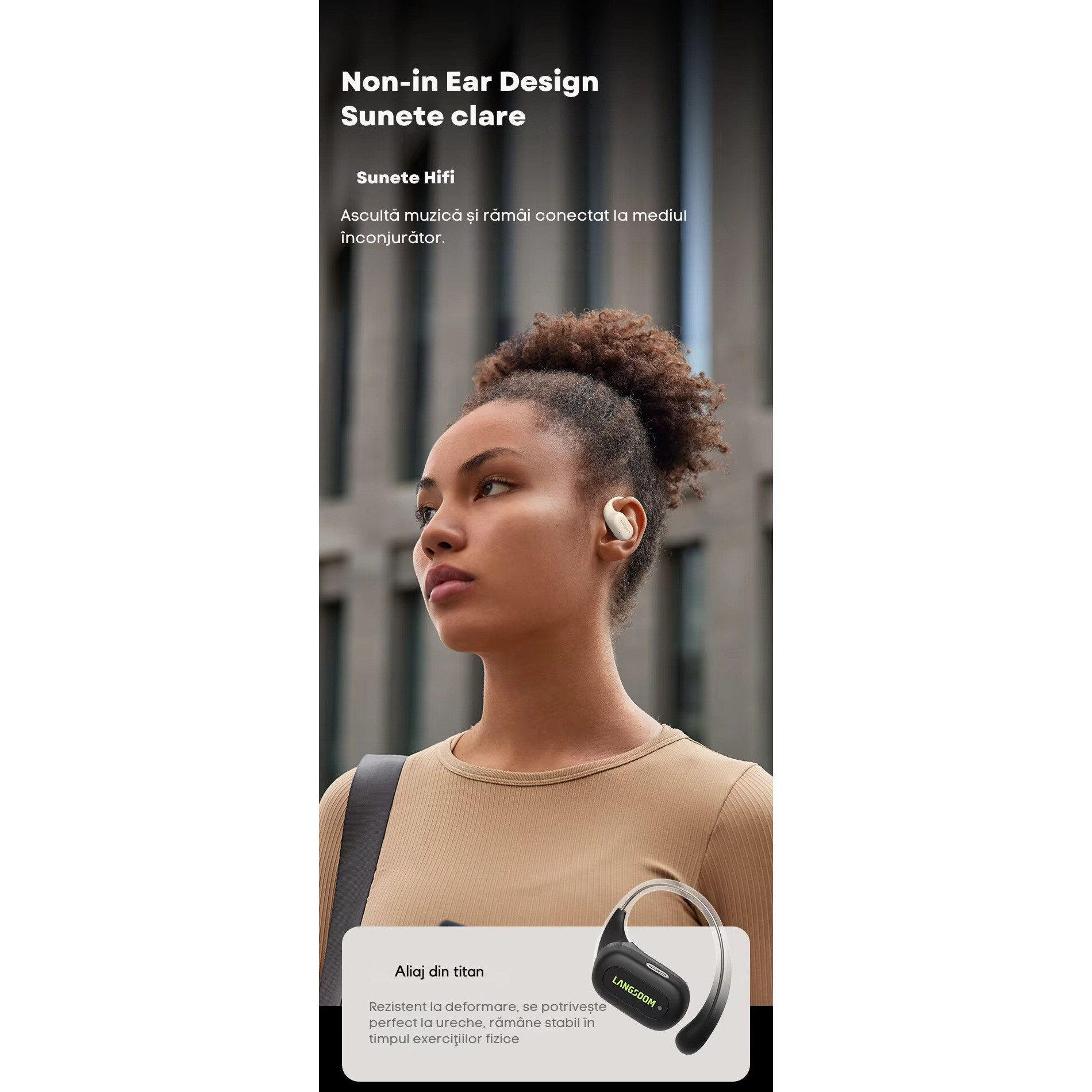 Casti Wireless, Open Ear TS19, Casti Bluetooth, Muzica si Apeluri clare ...