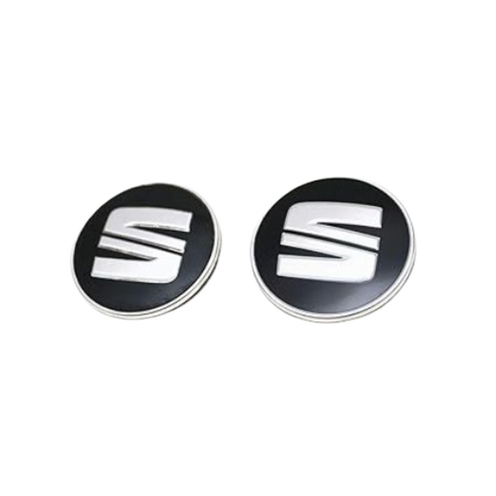Set 2 capacele roti Seat 56mm Negru-Argintiu, pentru jante aliaj, compatibile cu jante de Seat Leon/Ibiza/Exeo