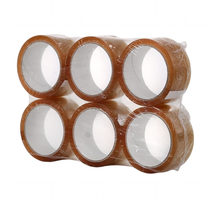 Banda adeziva, de tip scotch, 6 buc/set, Naimeed D6450, 45mx4.5cmx52μm, Maro transparent