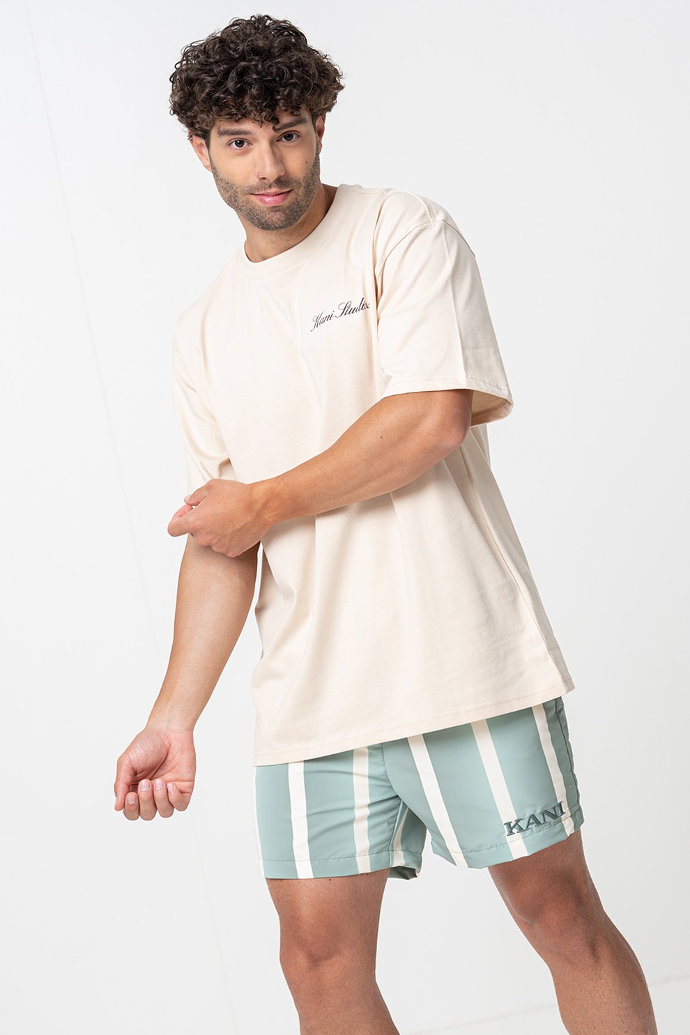 Karl Kani, Tricou lejer cu logo, Bej, S