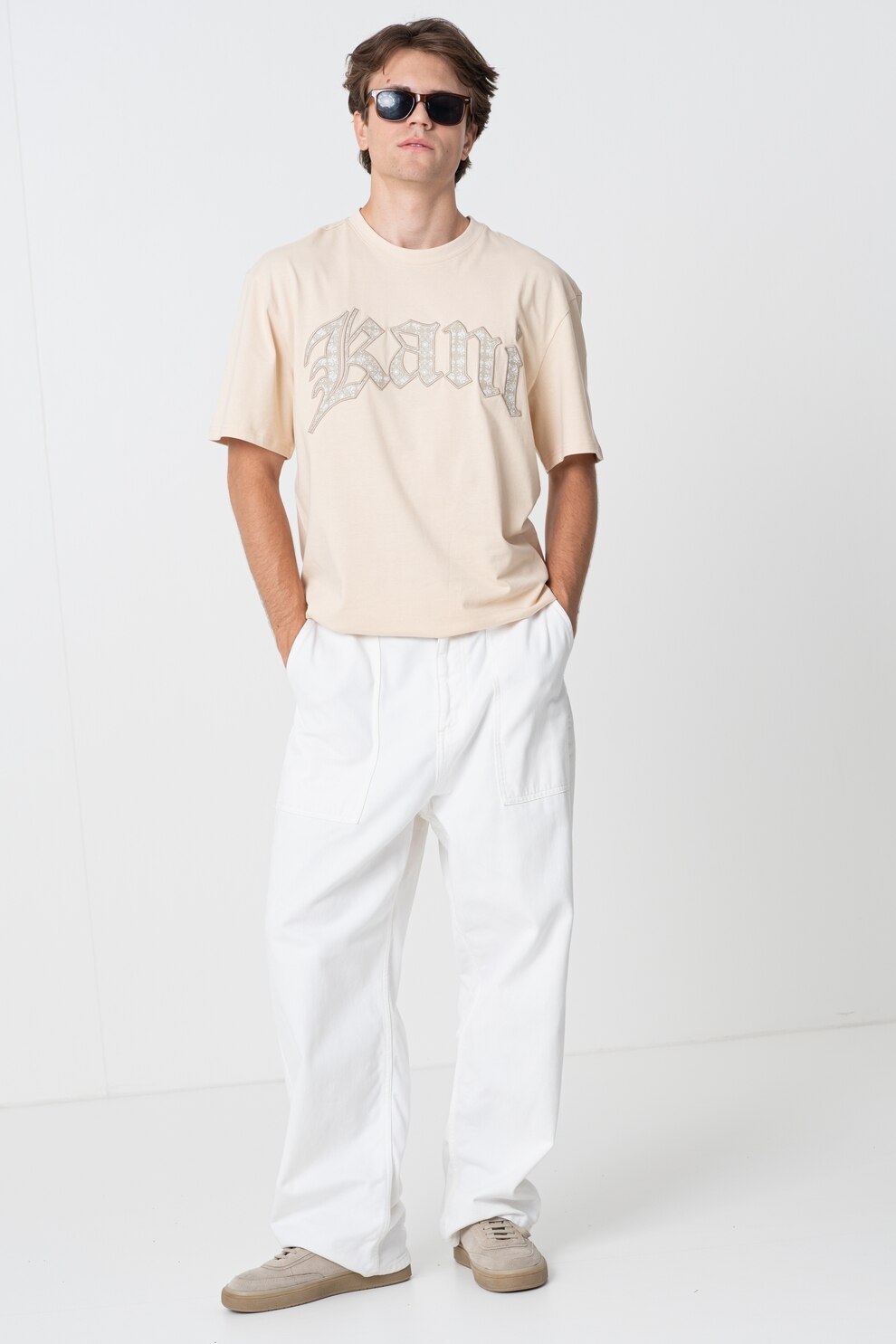 Karl Kani, Tricou cu imprimeu logo, Maro nisip, Camel, XL