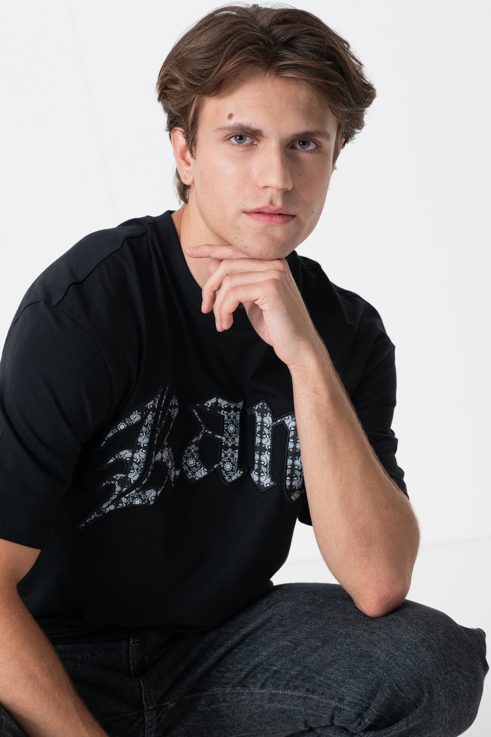 Karl Kani, Tricou cu imprimeu logo, Alb, Negru, Negru stins, M