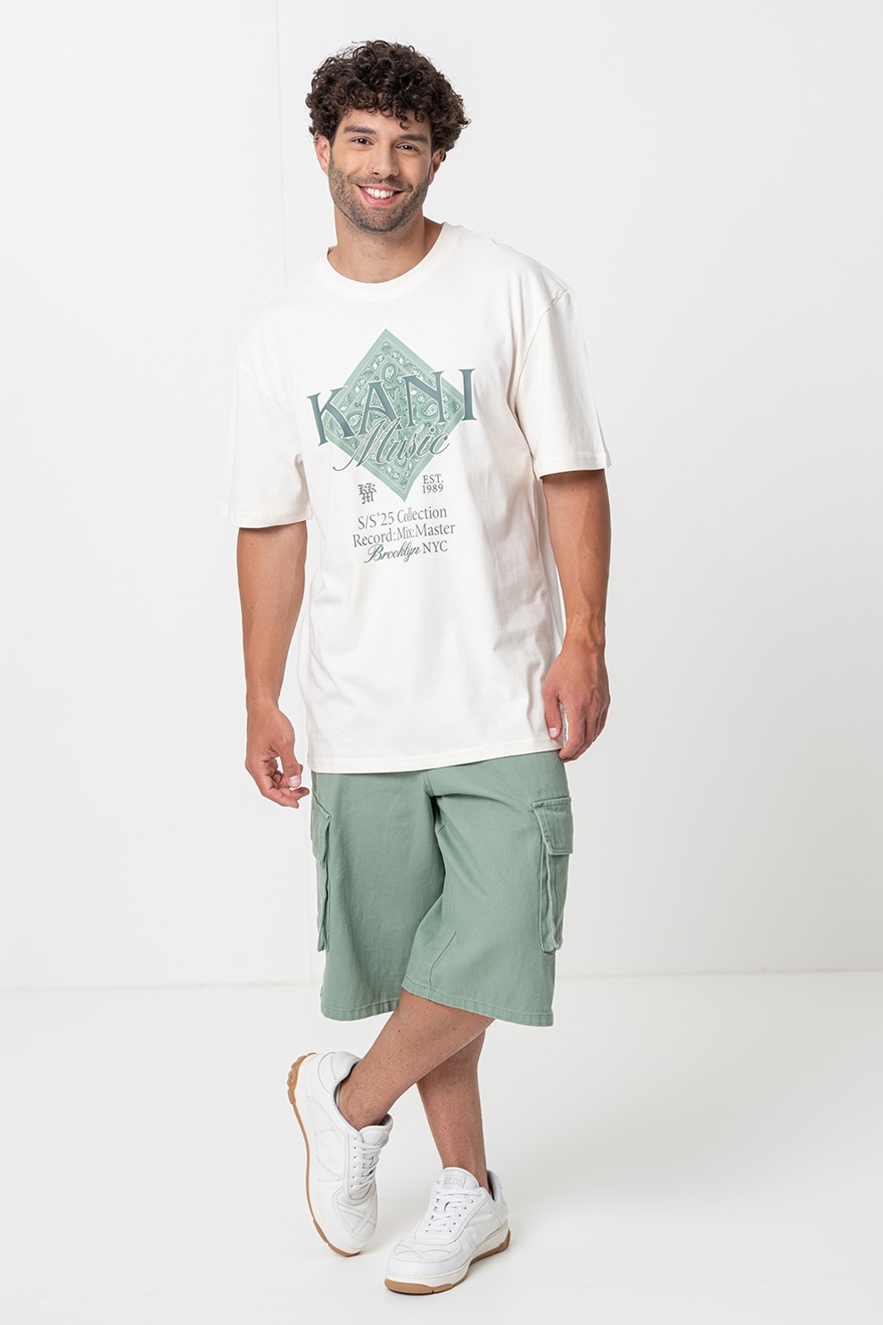 Karl Kani, Tricou cu imprimeu logo, Verde, Alb murdar, M