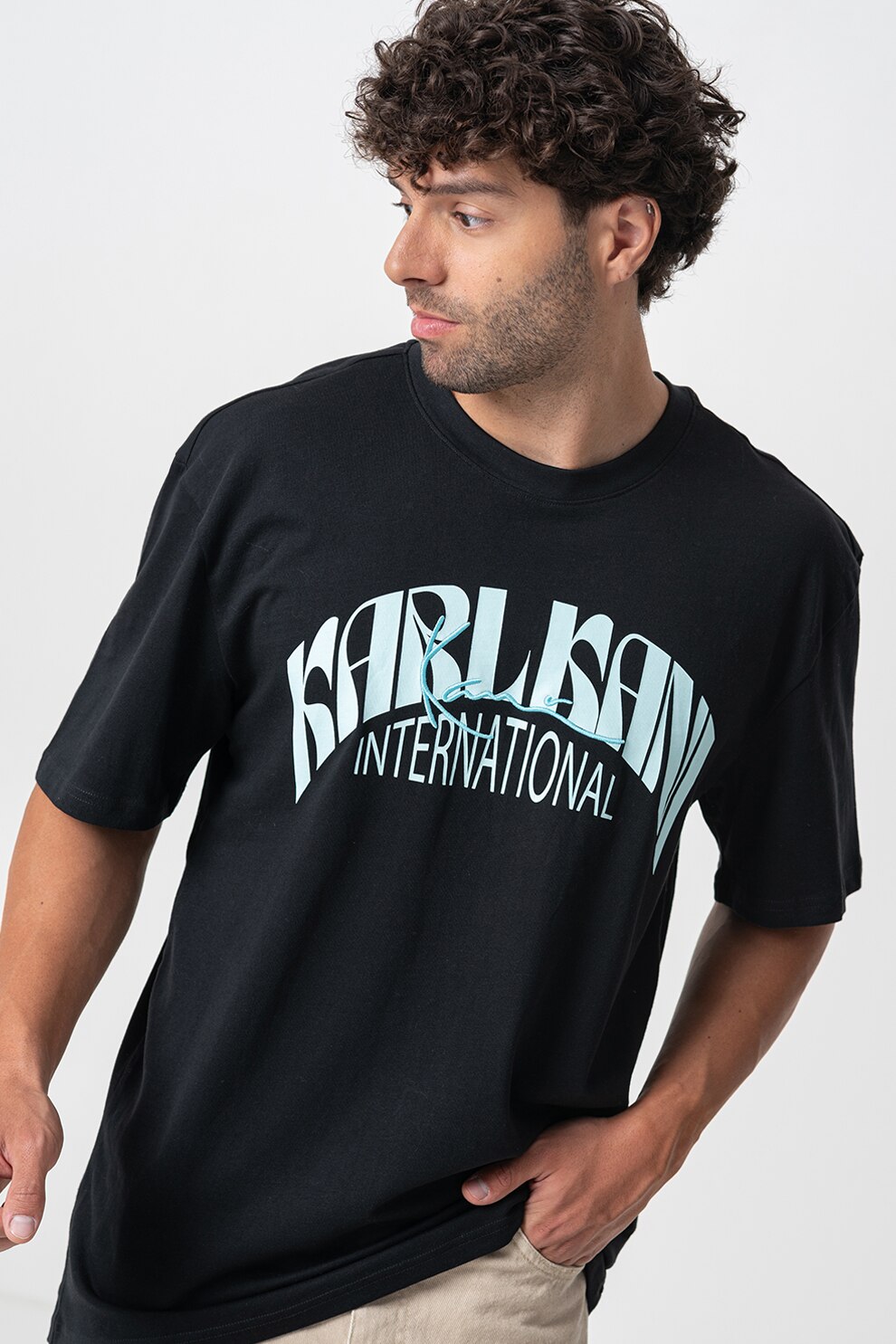 Karl Kani, Tricou cu imprimeu logo, Negru, Albastru glaciar, M