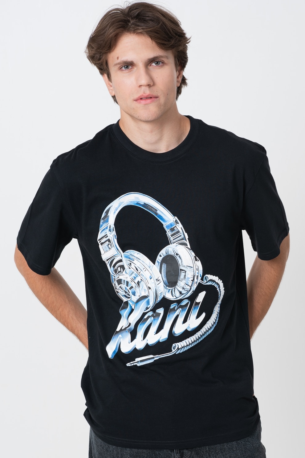 Karl Kani, Tricou cu imprimeu grafic, Negru, Albastru azur, L