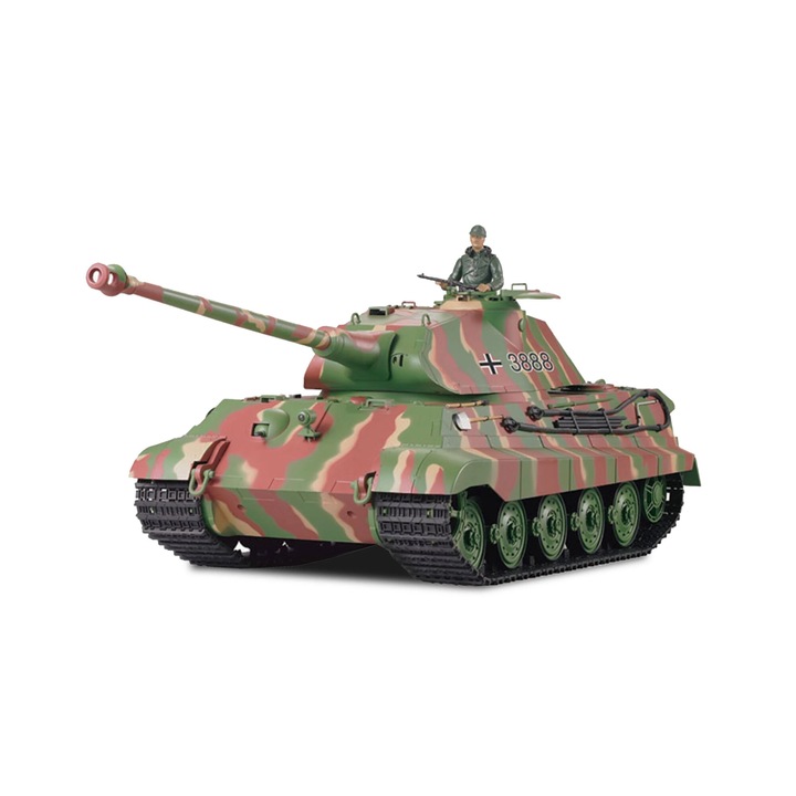 Танк с дистанционно управление Panzer VI Tiger II, AMEWI, 1:16, метал, функция за дим и звук, 2.4GHz дистанционно управление