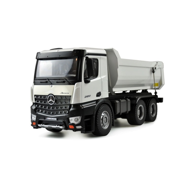 Камион с дистанционно Mercedes Arocs Kipper, AMEWI, 2.4GHz, бял, 450x147x187mm