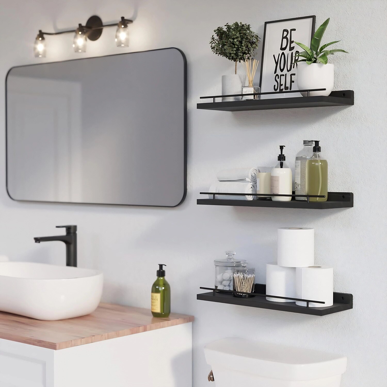 Set 3 Rafturi de perete, Excitat®, Rafturi suspendate montate pe perete ...