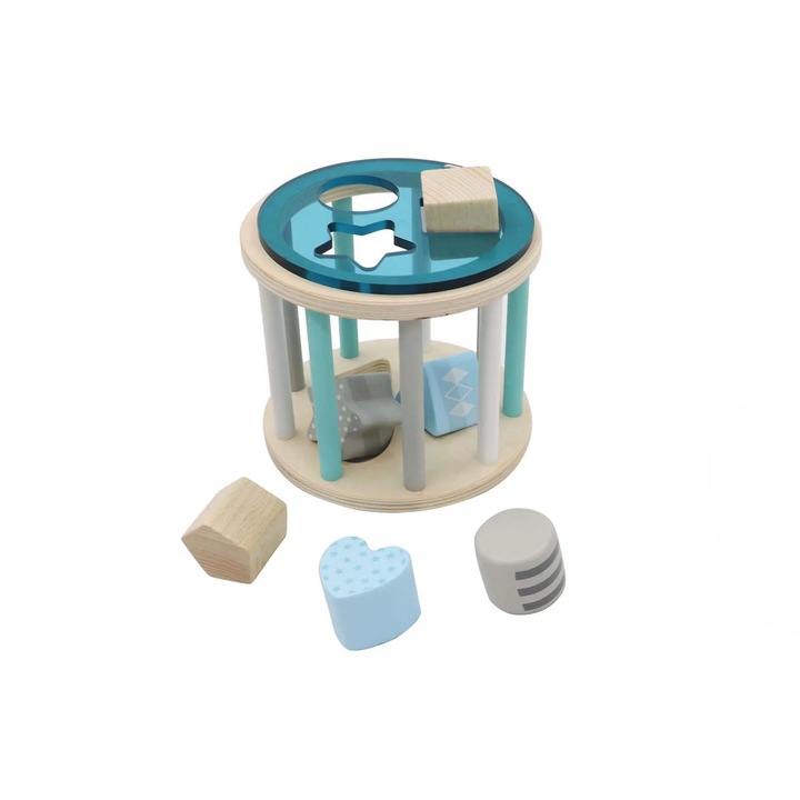 Играчка за сортиране, TFO, синя, 11,5x13x13см, буково дърво, 1 година+