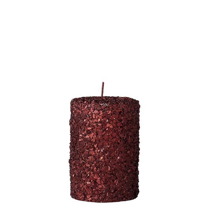 Candela GLITERIA rosu rubiniu, 7 x 10, 5 cm