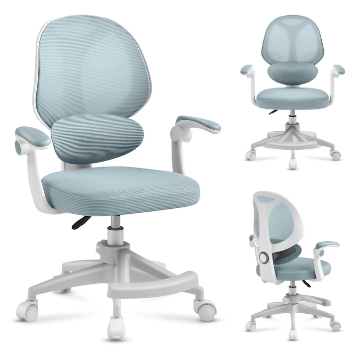 Детски въртящ се стол Mark Adler Junior 4.5, въртящ се, заключващи се колелца, ергономичен, Cин