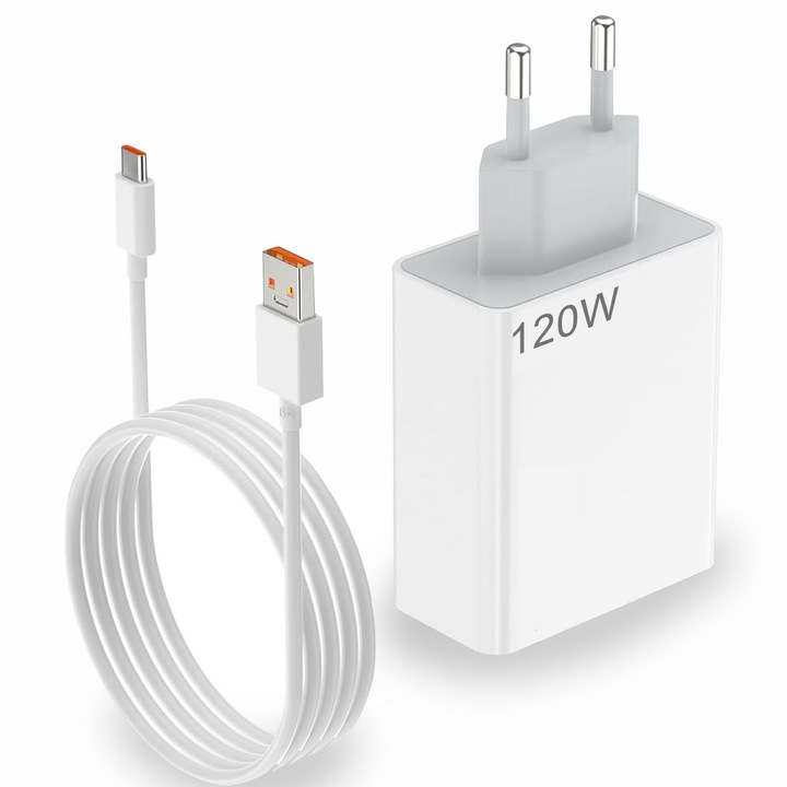 120W-os töltő, Xiaomihoz, USB-C turbótöltő 6A kábellel