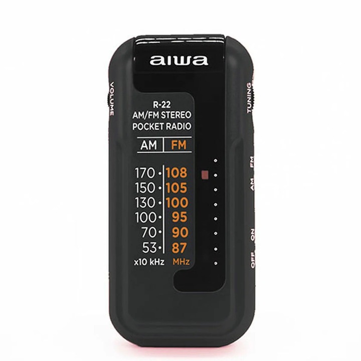Radio portabil Aiwa, AM/FM, control volum, negru