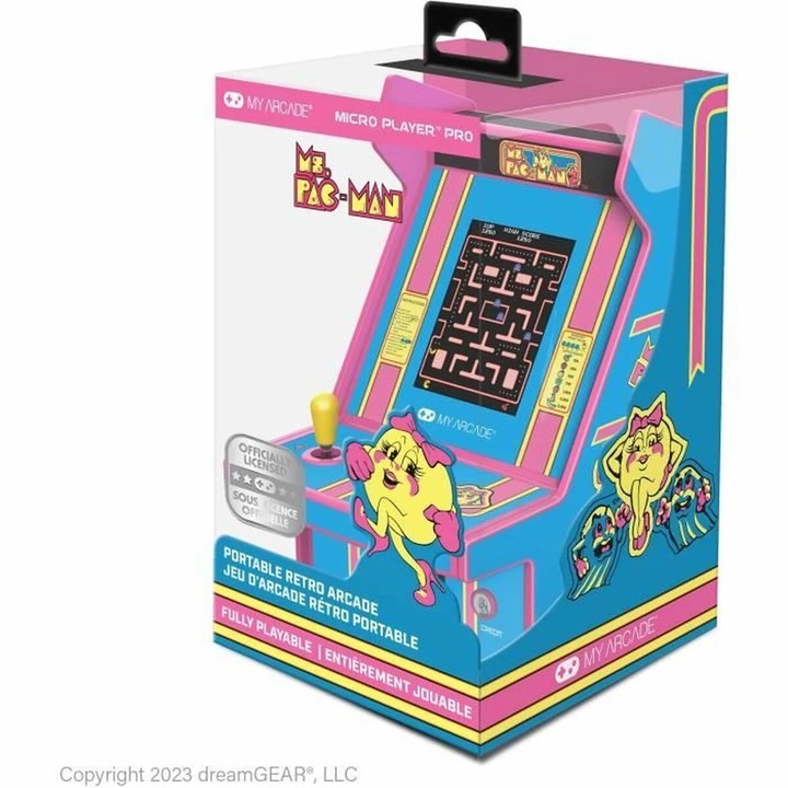 Consola de jocuri portabila My Arcade Micro Player PRO, Ms. Pac-Man, 7cm, albastra