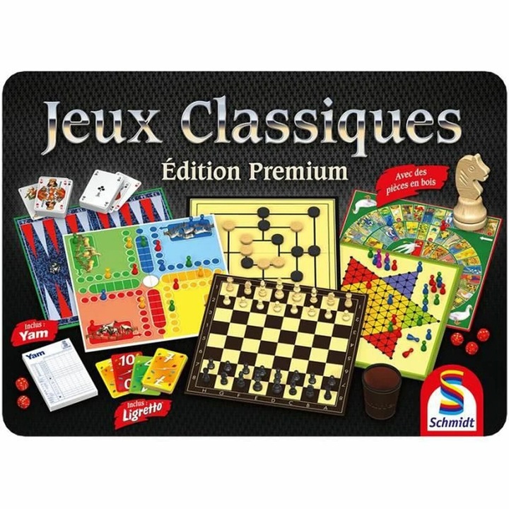 Комплект настолни игри, Schmidt Spiele, 4 игри, многоцветни