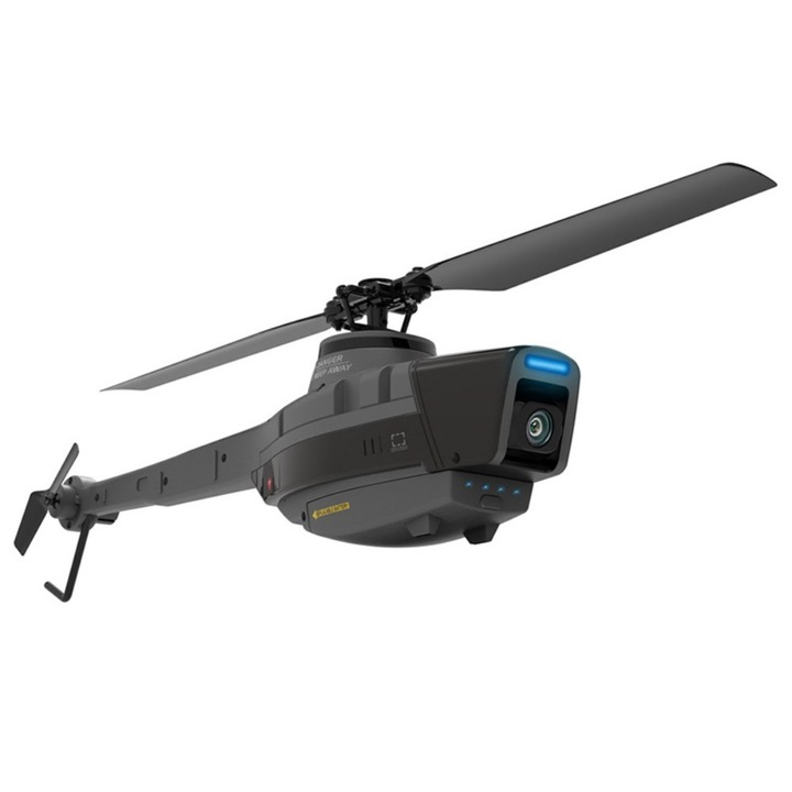 Drona Helicopter, 4CH, 1080P HD, 6-ax Gyroscope, ABS, 3.7V 580mAh, 2.4GHz, Set de incarcare USB, Baterie de zbor inteligenta, indicator LED, obiectiv HD rotativ la 90 °, pozitionare flux de lumina, o baterie, albastru