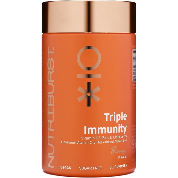Vitamine gumate Nutriburst Premium Triple Immunity aroma fructe de padure 60 buc