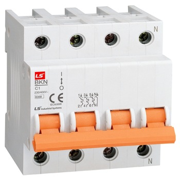 Siguranta automata, 3P+N, curba C, 2A, capacitate de rupere 6 kA Siguranta automata, 3P+N, curba C, 2A, capacitate de rupere 6 kA