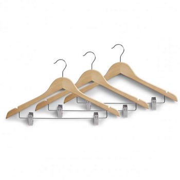 Umerase cu clips,lemn natur 3 /set Umerase cu clips,lemn natur 3 /set